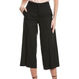 NWOT Vince High Rise Wide Leg Crop 8% Linen Lightweight Black Pants Front Zip 6